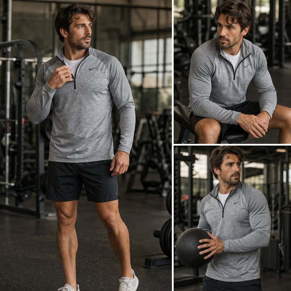 Nike Dri-FIT 1/4 Zip Running Pullover Grey Heather Athletic XXL